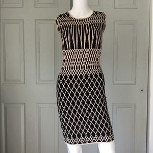 BCBG Max Azria Black and Tan Mini Dress